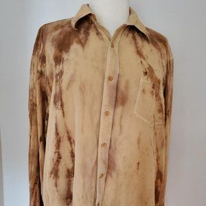 Painted Tommy bahama long sleeve silk shirt brown tan beige gray khaki tie dyed